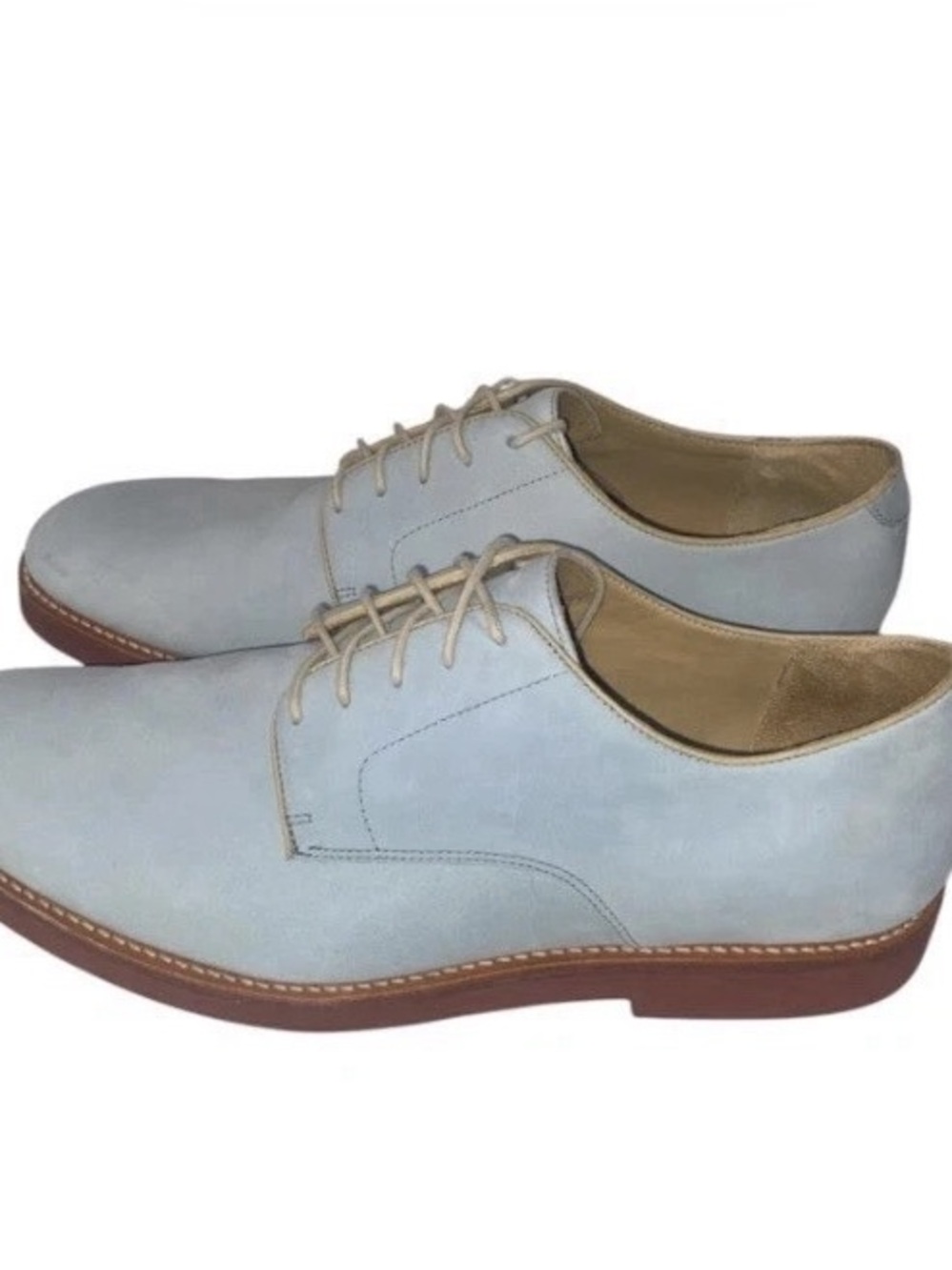 Brooks Brothers Powder Blue Leather Derby Shoes with Tan Sole Sz 12D(Pre owned)